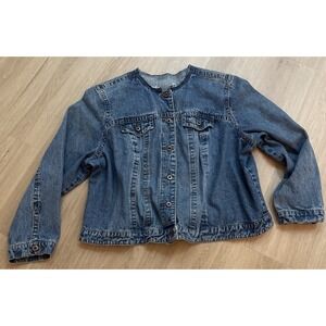 Avenue Jeans Jean Denim Jacket Women's Size 2XL 18/20 Medium Wash No Collar